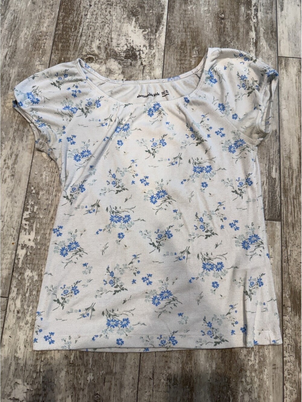 Abercrombie Kids Floral Tee Size 11/12 Blue White